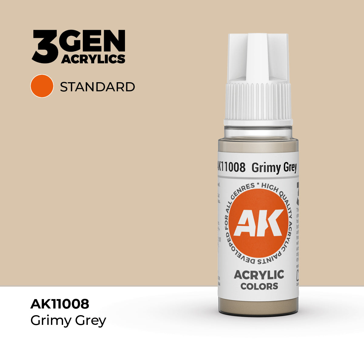 Bote de pintura acrílica AK 3rd Generation Grimy Grey de 17 ml