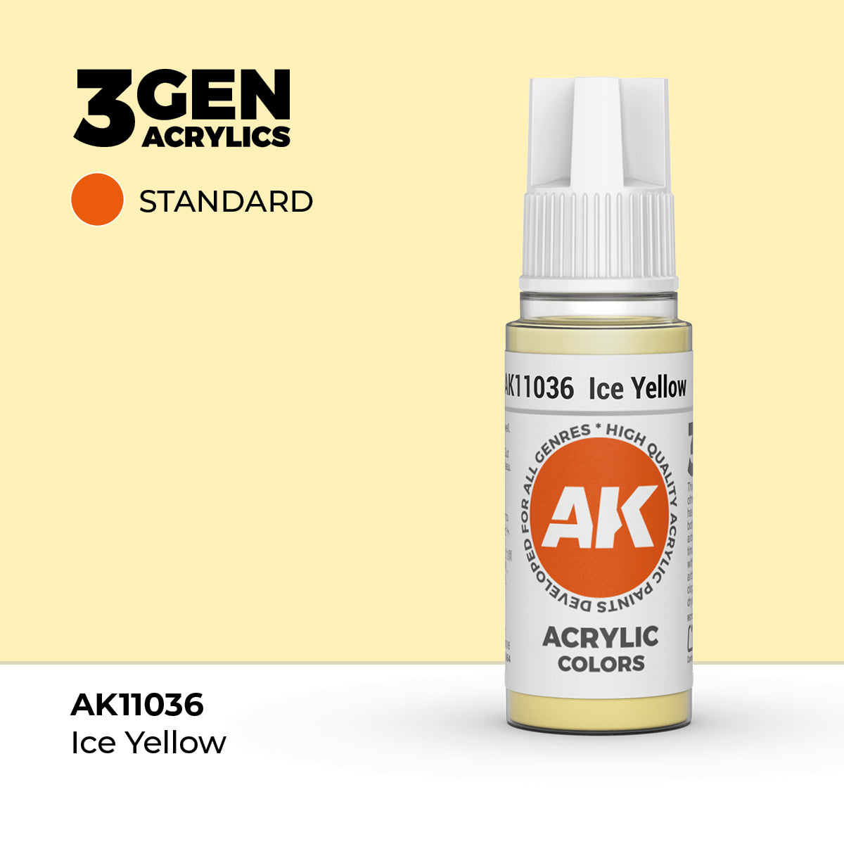 Bote de pintura acrílica AK 3rd Generation Ice Yellow de 17 ml