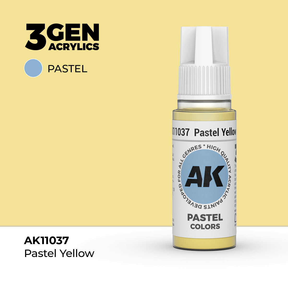 Bote de pintura acrílica AK 3rd Generation Pastel Yellow de 17 ml