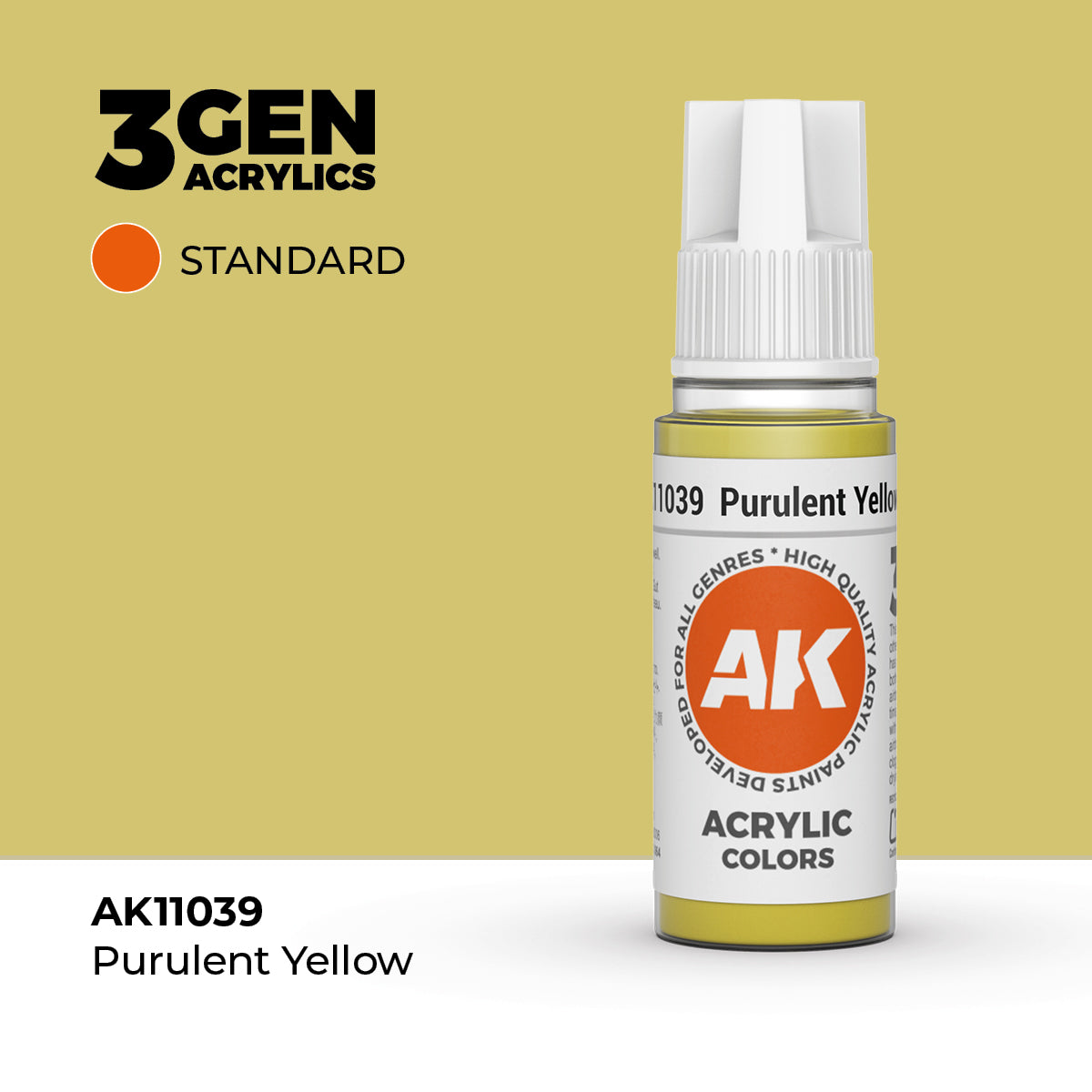 Bote de pintura acrílica AK 3rd Generation Purulent Yellow de 17 ml