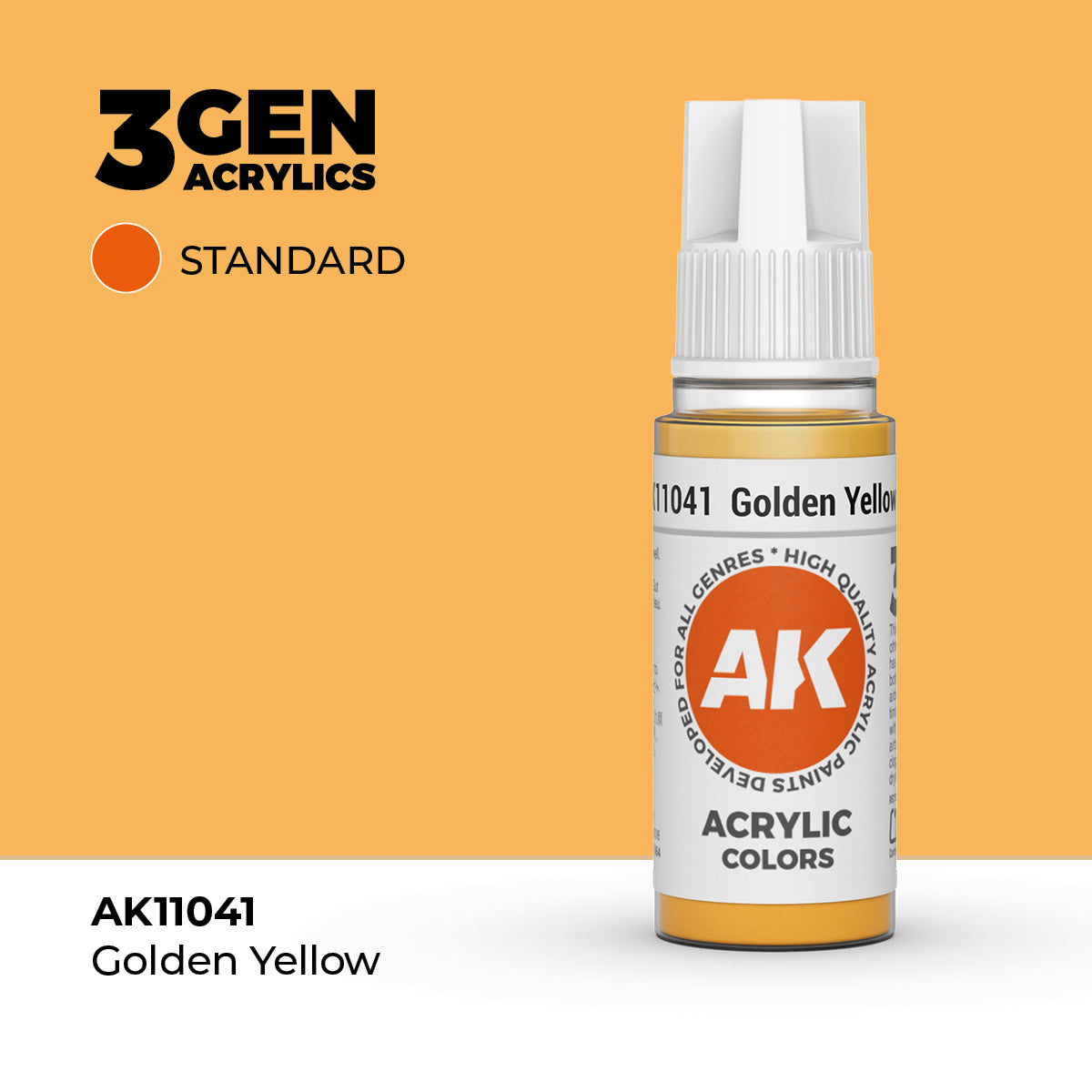 Bote de pintura acrílica AK 3rd Generation Golden Yellow de 17 ml