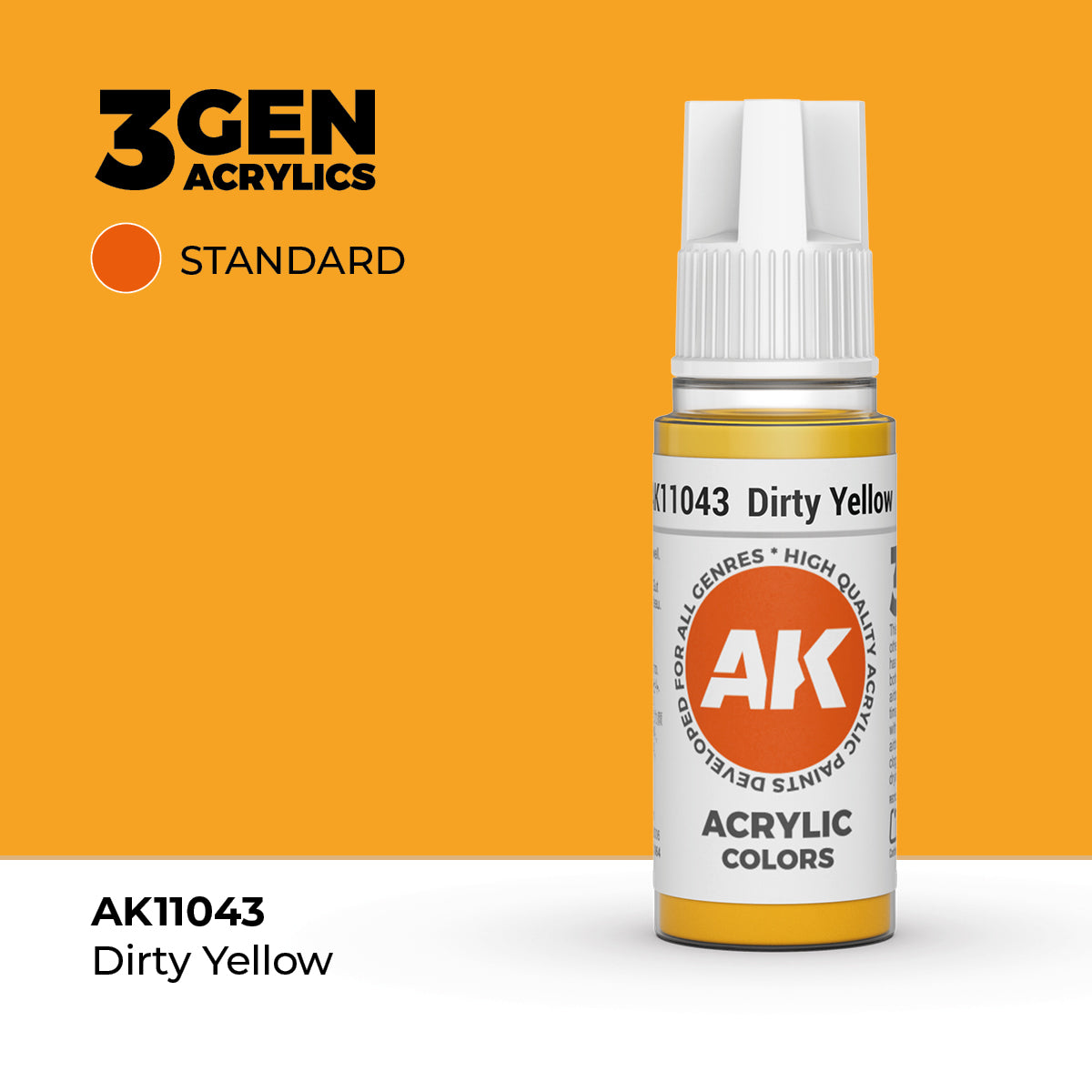 Bote de pintura acrílica AK 3rd Generation Dirty Yellow de 17 ml