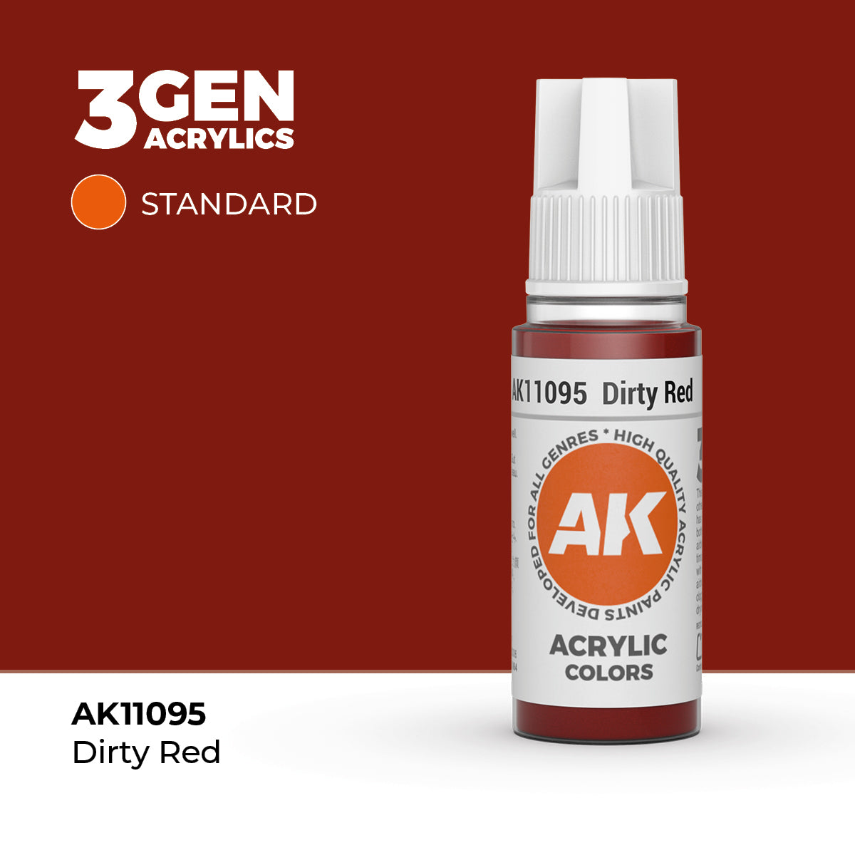 Bote de pintura acrílica AK 3rd Generation Dirty Red de 17 ml