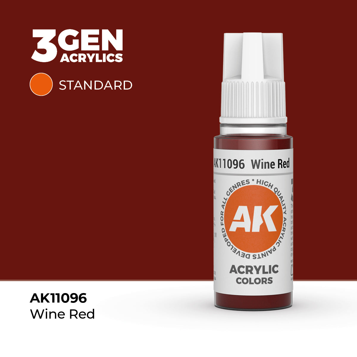 Bote de pintura acrílica AK 3rd Generation Wine Red de 17 ml