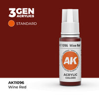 Bote de pintura acrílica AK 3rd Generation Wine Red de 17 ml