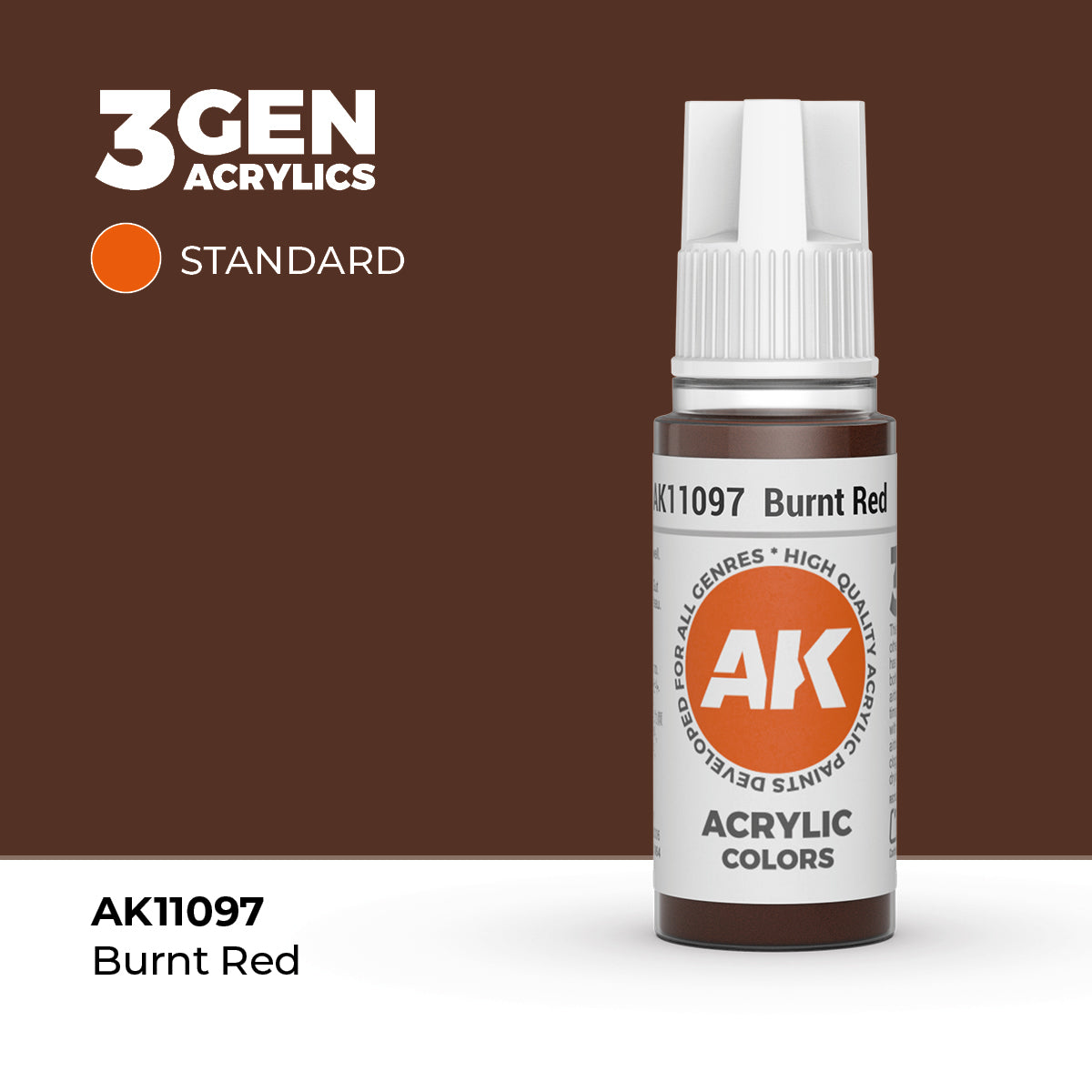 Bote de pintura acrílica AK 3rd Generation Burnt Red de 17 ml
