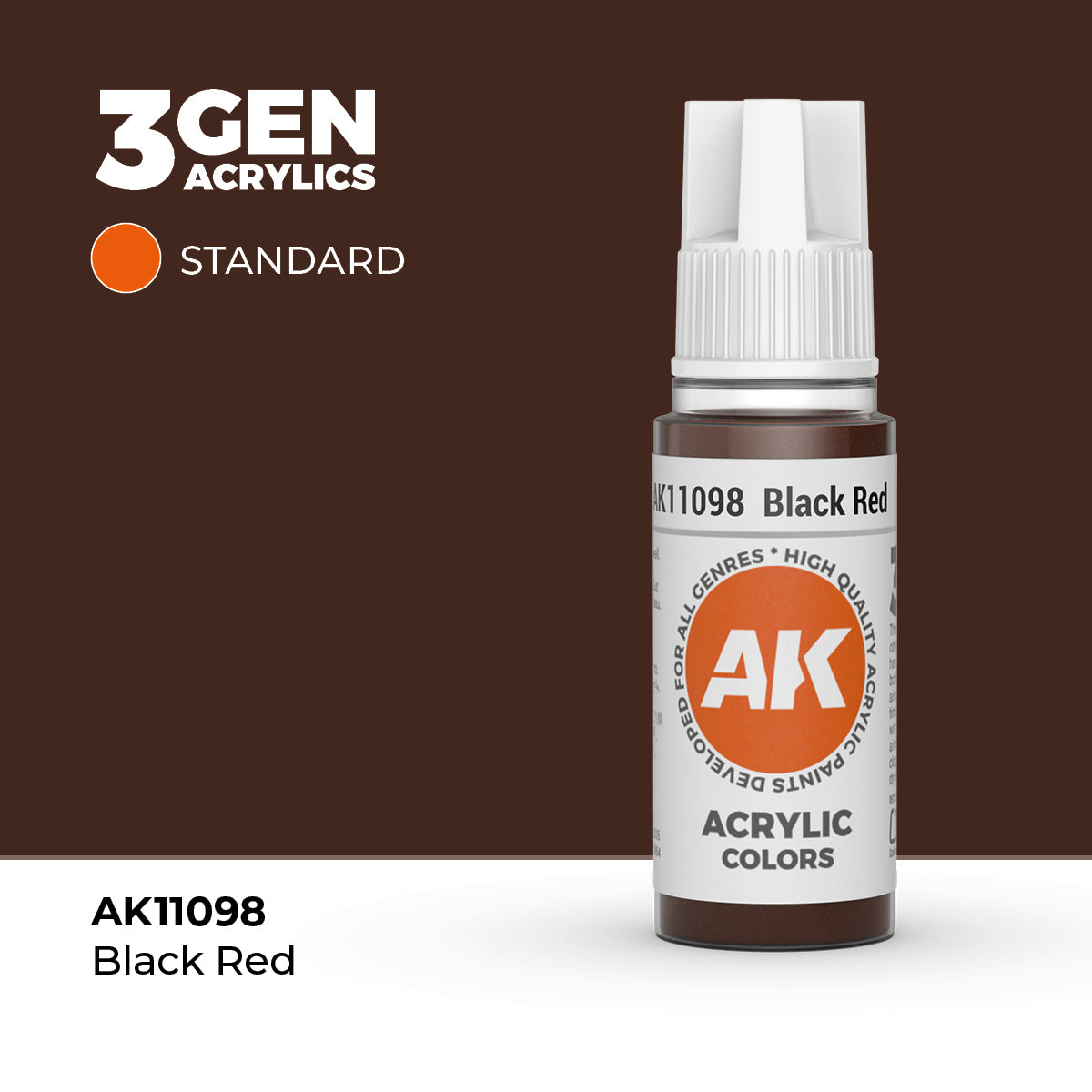 Bote de pintura acrílica AK 3rd Generation Black Red de 17 ml