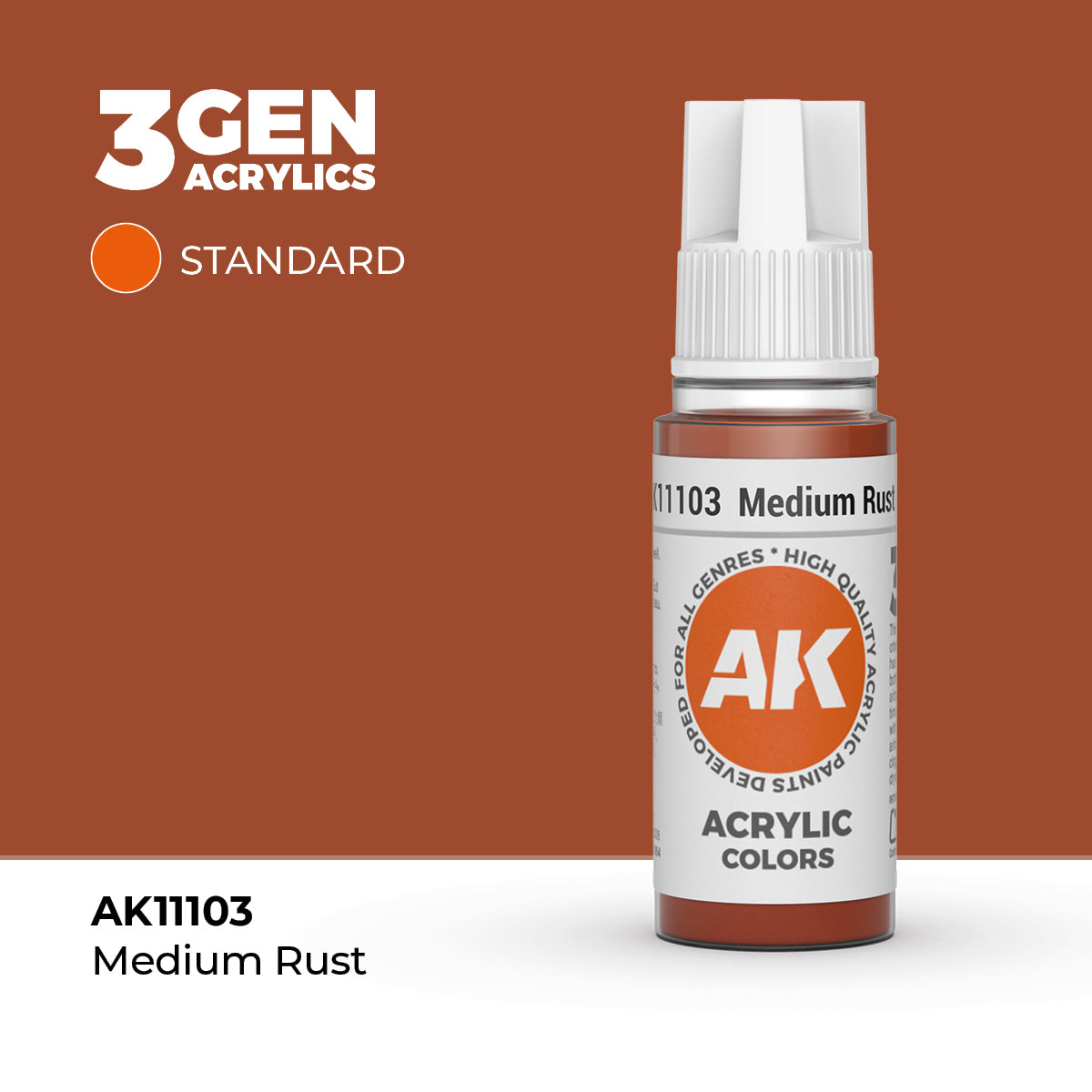 Bote de pintura acrílica AK 3rd Generation Medium Rust de 17 ml