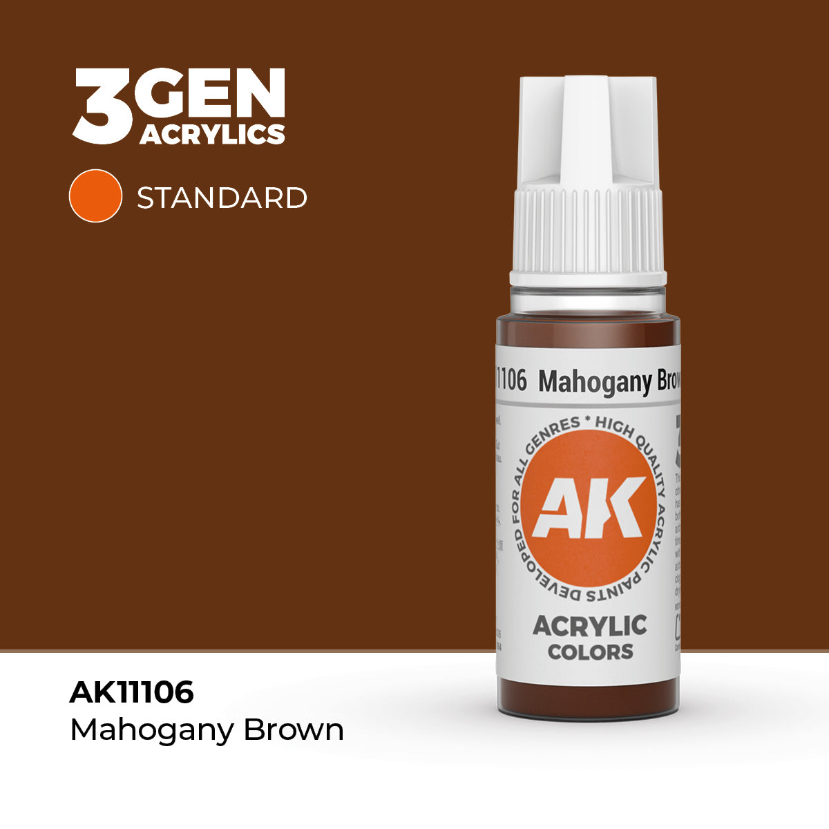 Bote de pintura acrílica AK 3rd Generation Mahogany Brown de 17 ml