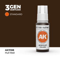 Bote de pintura acrílica AK 3rd Generation Hull Red de 17 ml