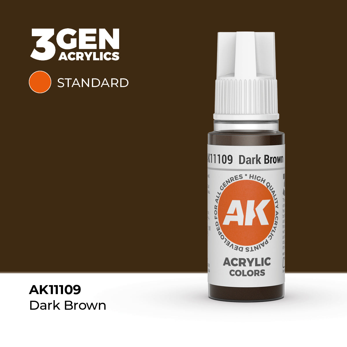 Bote de pintura acrílica AK 3rd Generation Dark Brown de 17 ml