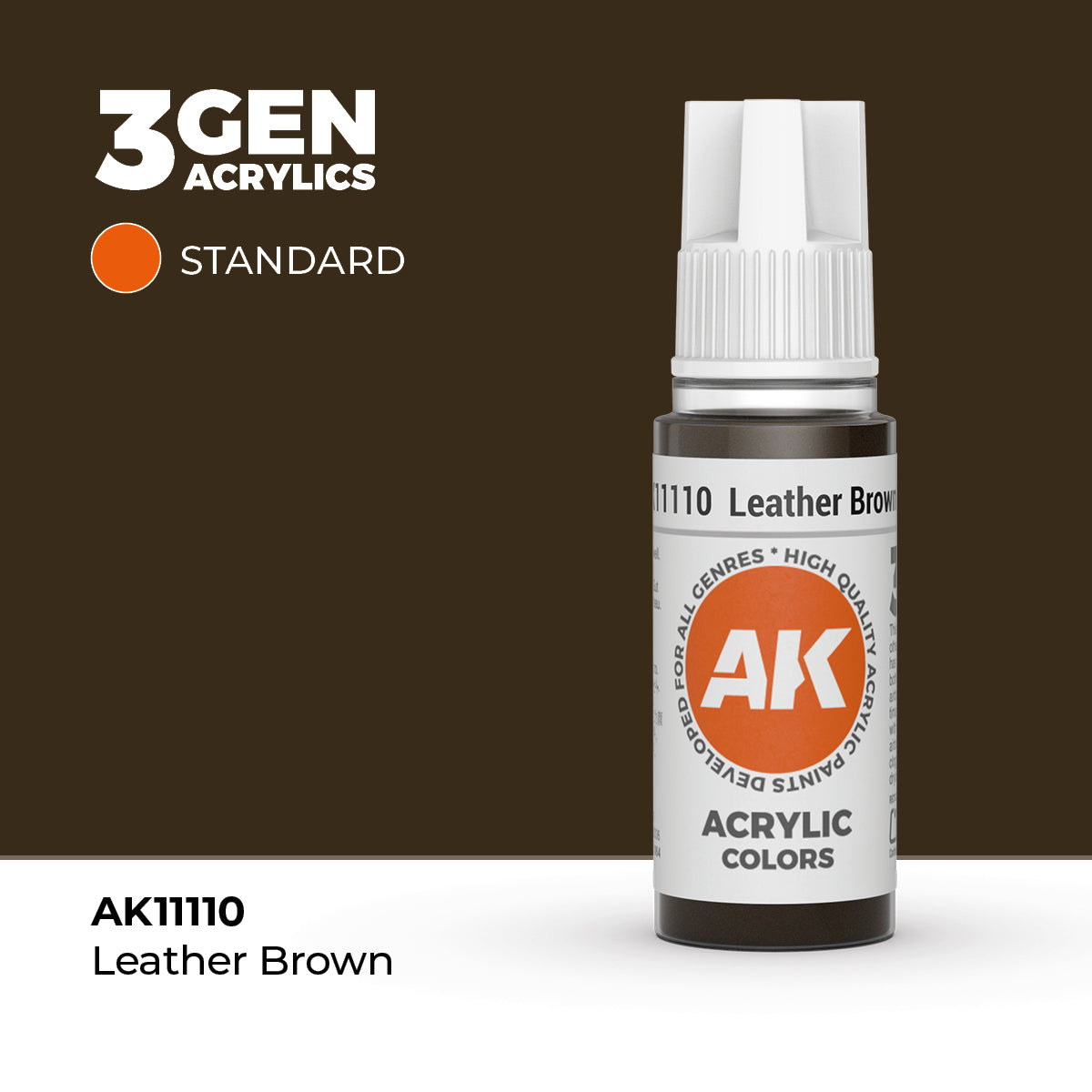 Bote de pintura acrílica AK 3rd Generation Leather Brown de 17 ml