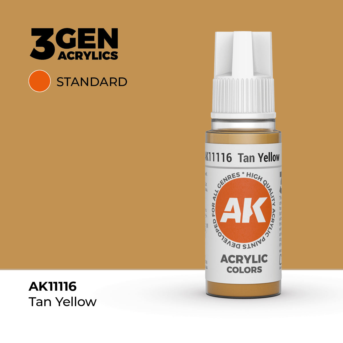 Bote de pintura acrílica AK 3rd Generation Tan Yellow de 17 ml
