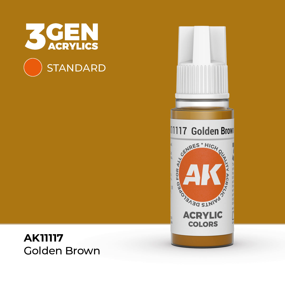 Bote de pintura acrílica AK 3rd Generation Golden Brown de 17 ml