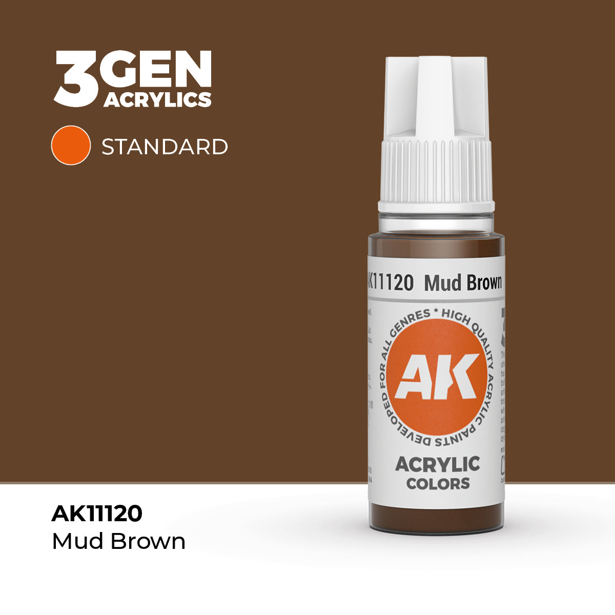 Bote de pintura acrílica AK 3rd Generation Mud Brown de 17 ml