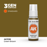 Bote de pintura acrílica AK 3rd Generation Green-Brown de 17 ml