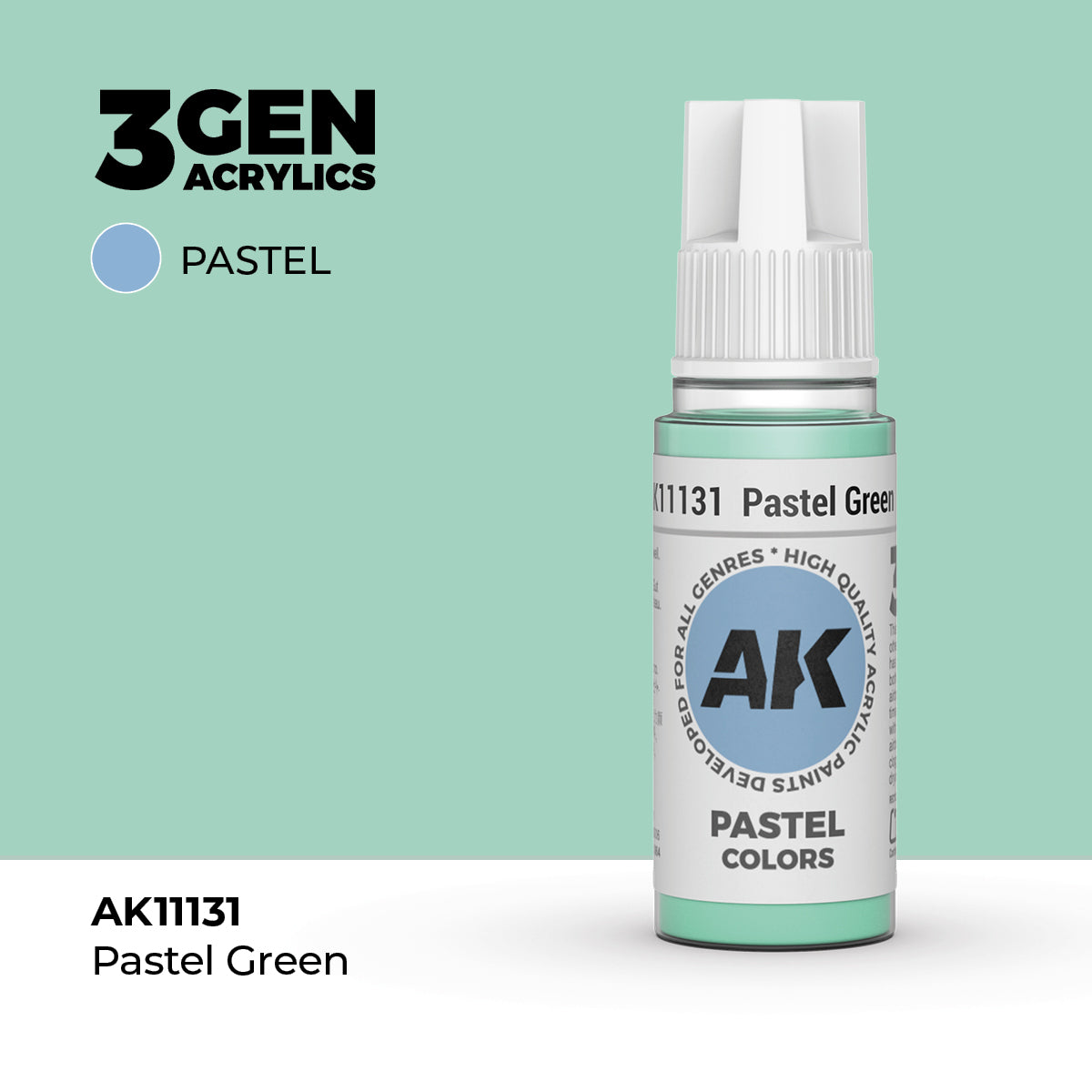 Bote de pintura acrílica AK 3rd Generation Pastel Green de 17 ml