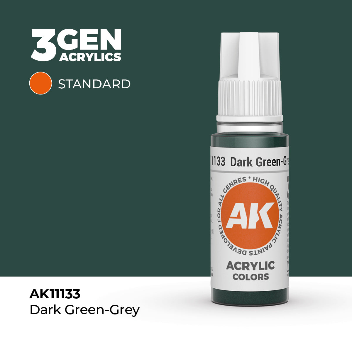 Bote de pintura acrílica AK 3rd Generation Dark Green-Grey de 17 ml