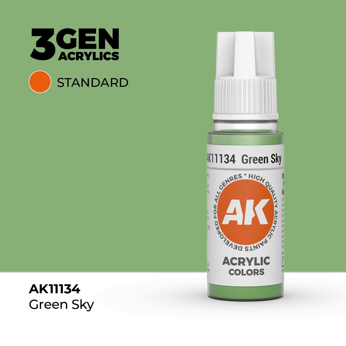 Bote de pintura acrílica AK 3rd Generation Green Sky de 17 ml
