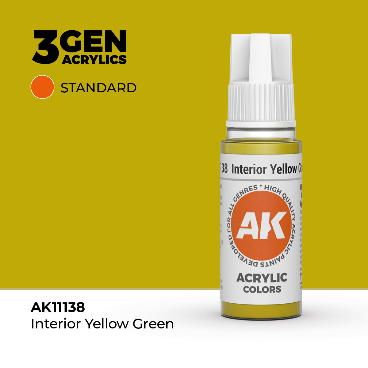 Bote de pintura acrílica AK 3rd Generation Interior Yellow Green de 17 ml