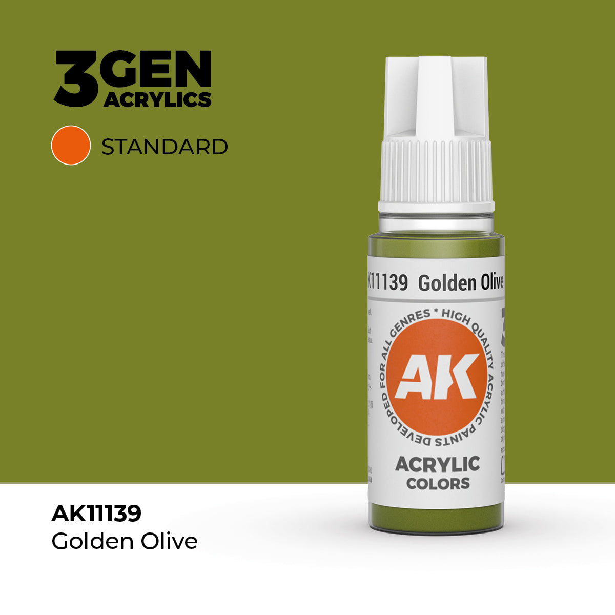 Bote de pintura acrílica AK 3rd Generation Golden Olive de 17 ml