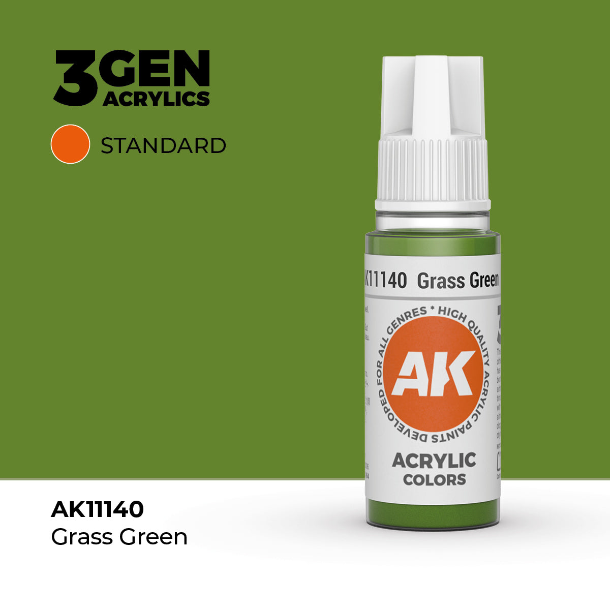 Bote de pintura acrílica AK 3rd Generation Grass Green de 17 ml