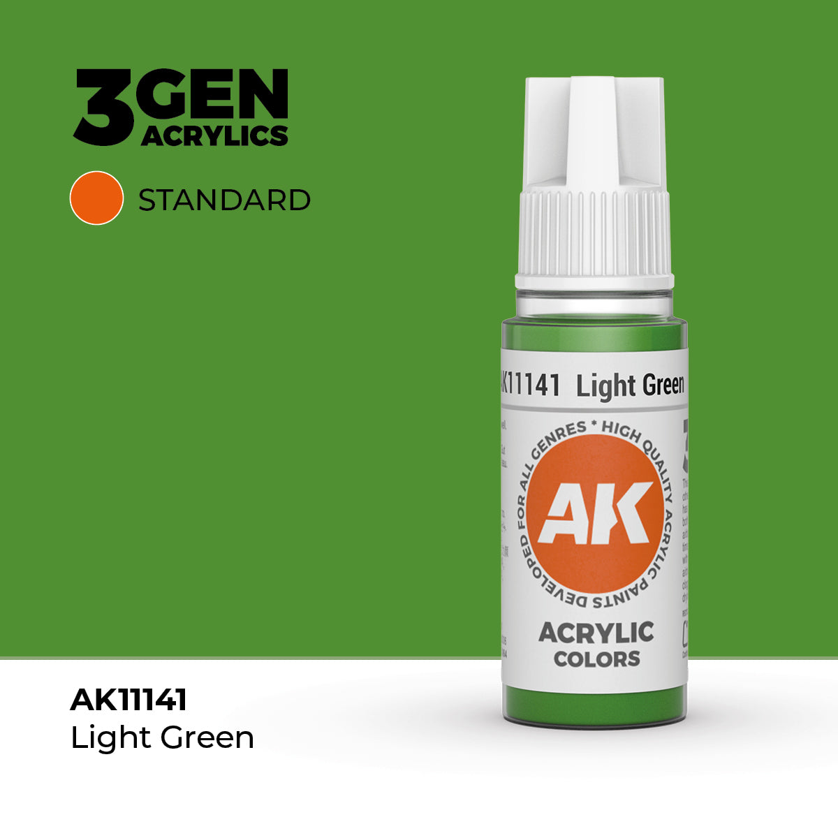 Bote de pintura acrílica AK 3rd Generation Light Green de 17 ml