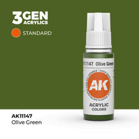 Bote de pintura acrílica AK 3rd Generation Olive Green de 17 ml