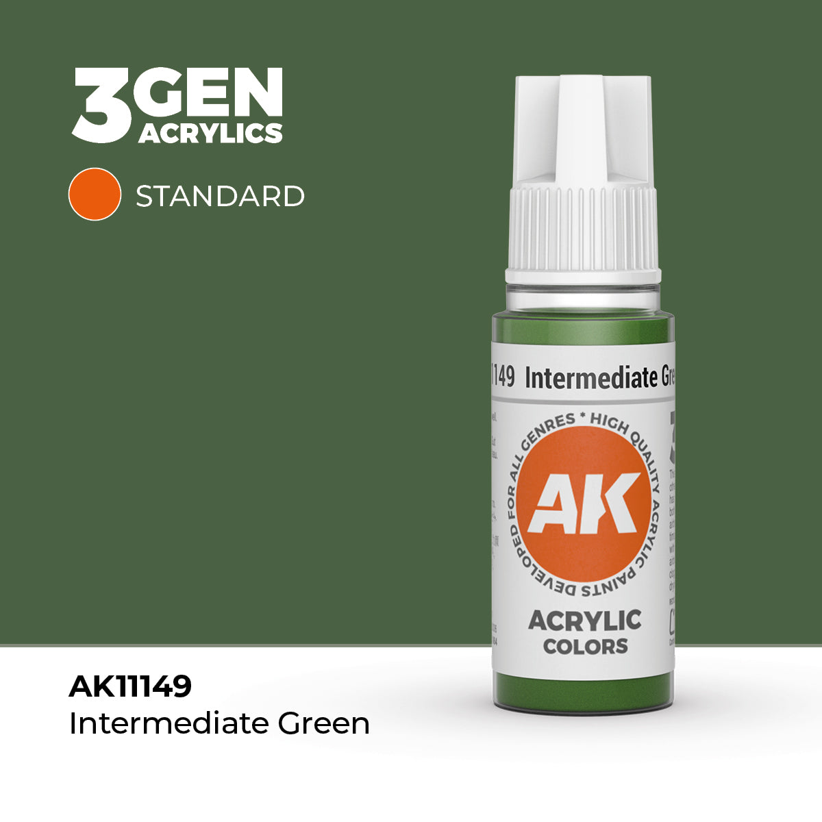 Bote de pintura acrílica AK 3rd Generation Intermediate Green de 17 ml