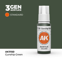 Bote de pintura acrílica AK 3rd Generation Gunship Green de 17 ml