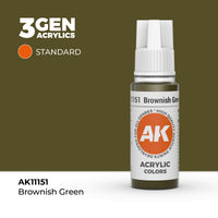 Bote de pintura acrílica AK 3rd Generation Brownish Green de 17 ml