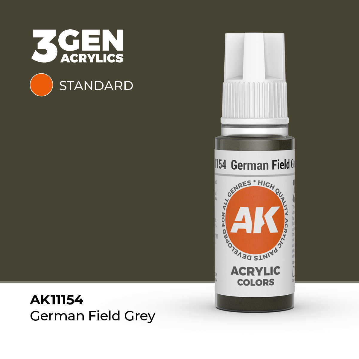 Bote de pintura acrílica AK 3rd Generation German Field Grey de 17 ml