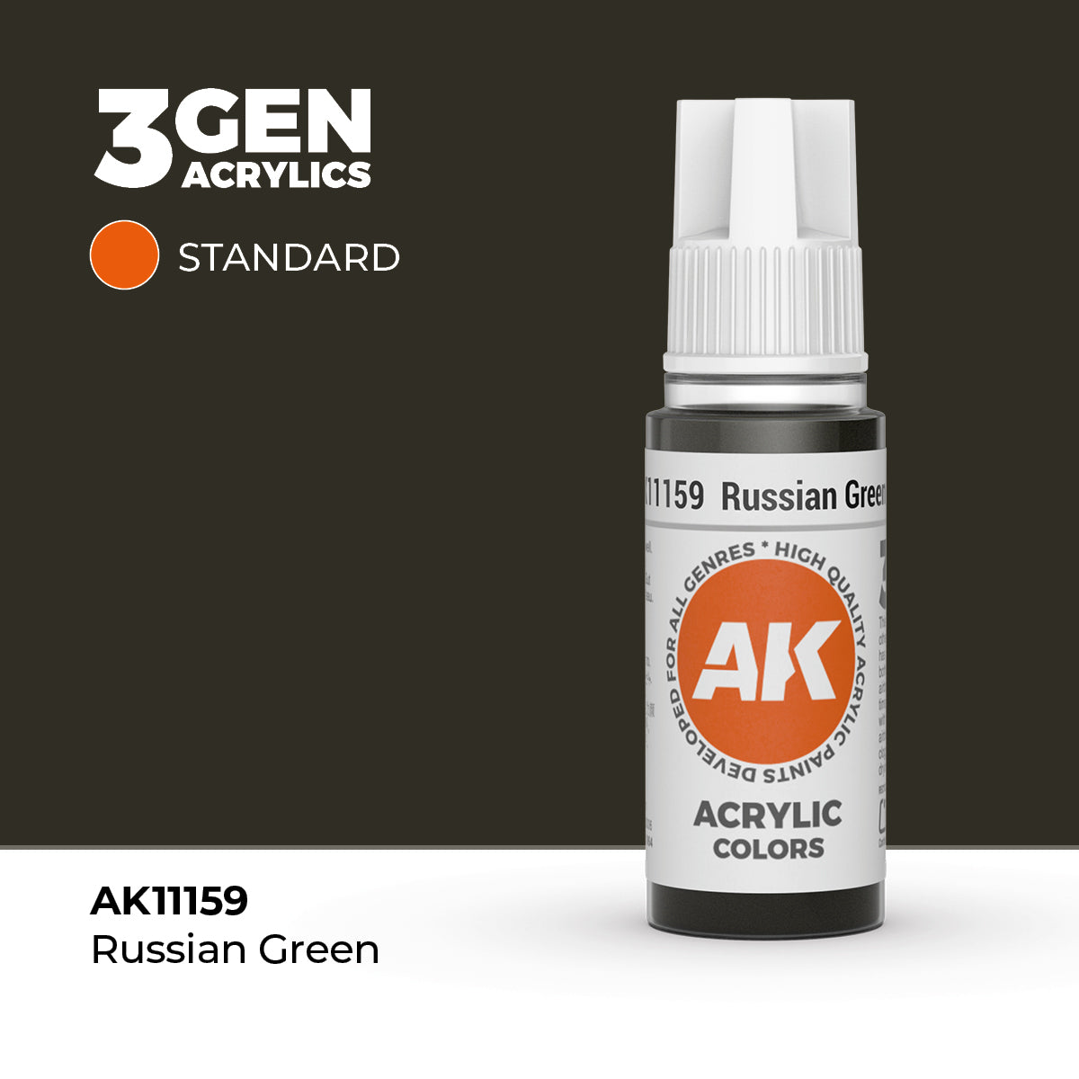 Bote de pintura acrílica AK 3rd Generation Russian Green de 17 ml