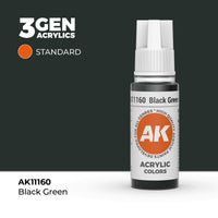 Bote de pintura acrílica AK 3rd Generation Black Green de 17 ml