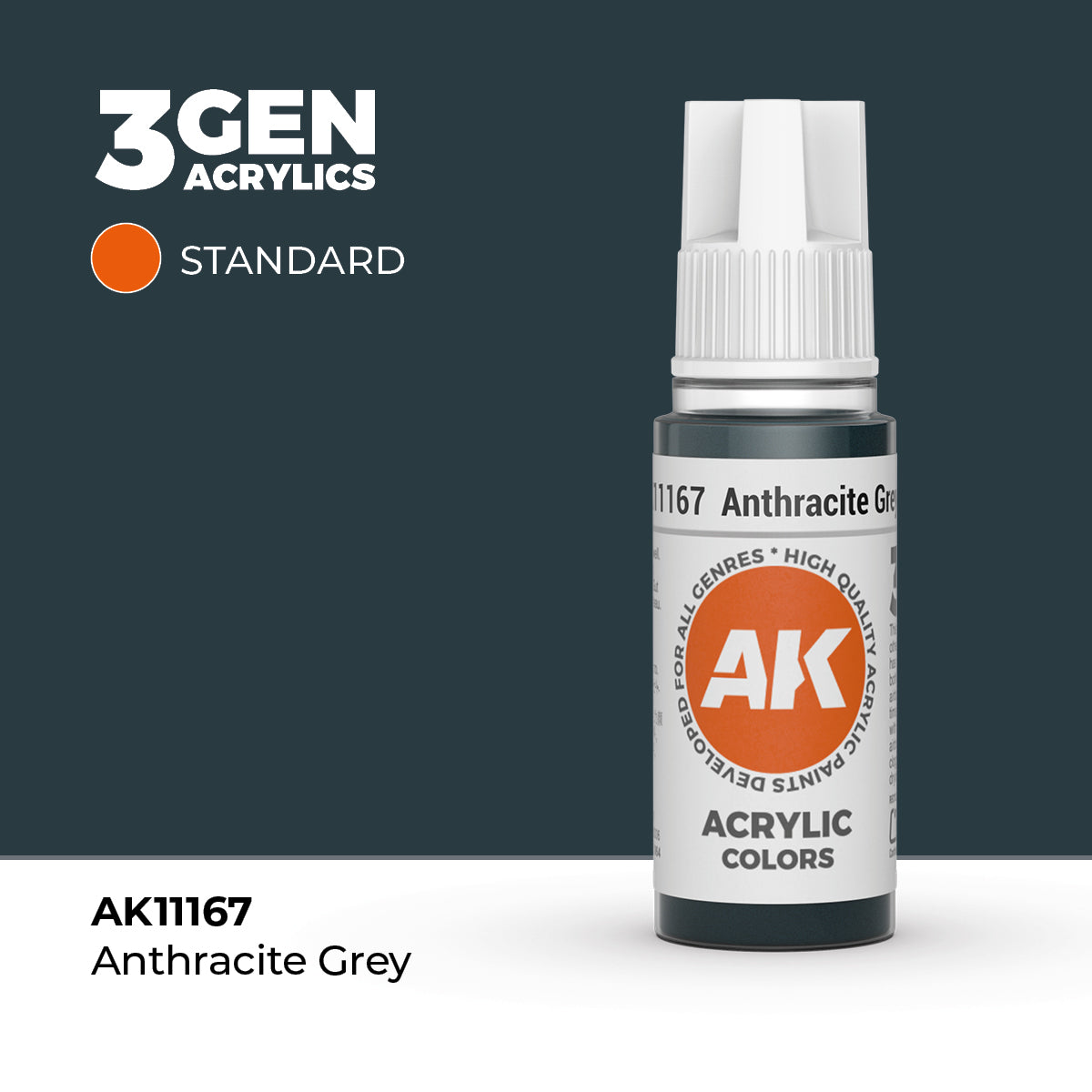Bote de pintura acrílica AK 3rd Generation Anthracite Grey de 17 ml