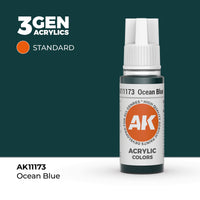 Bote de pintura acrílica AK 3rd Generation Ocean Blue de 17 ml