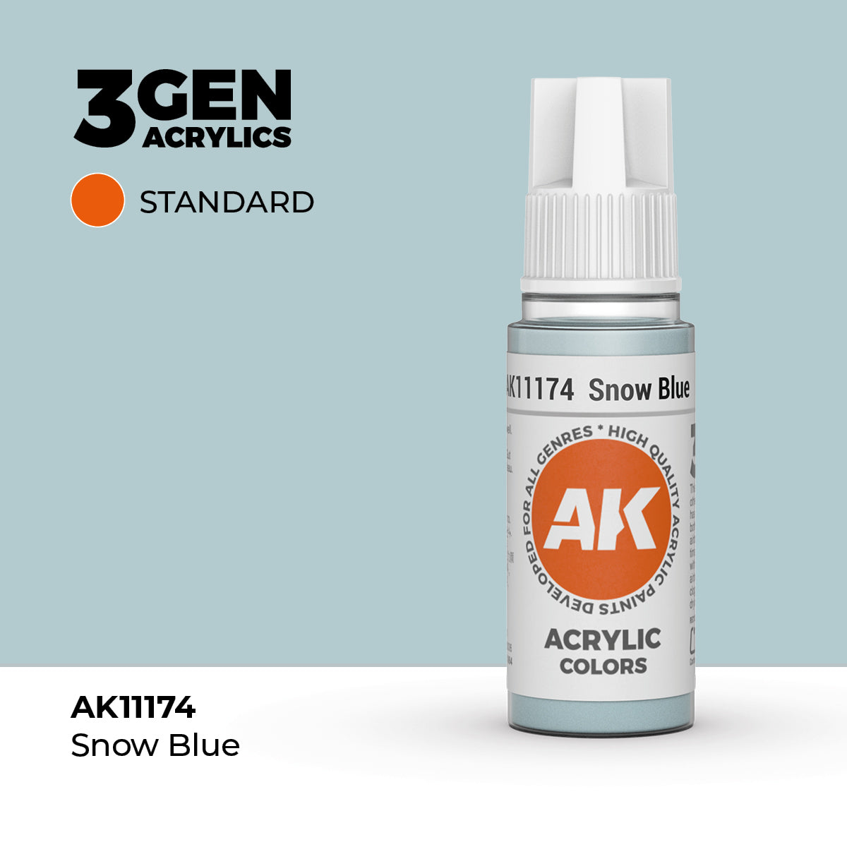 Bote de pintura acrílica AK 3rd Generation Snow Blue de 17 ml
