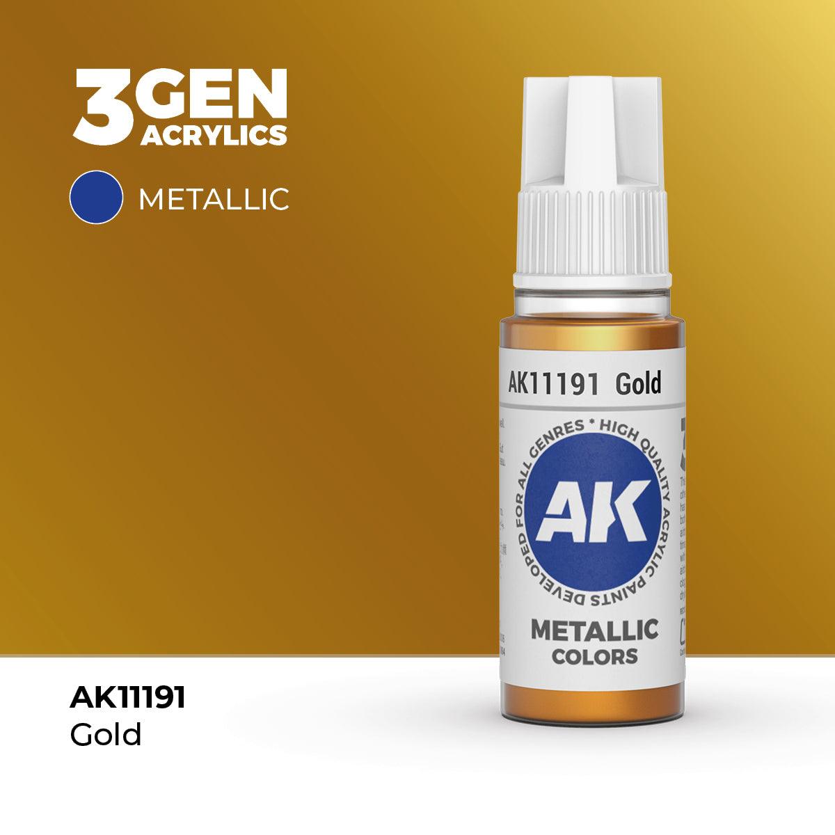 Bote de pintura acrílica AK 3rd Generation Gold de 17 ml