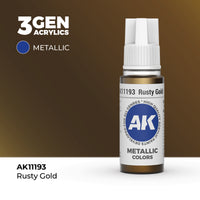 Bote de pintura acrílica AK 3rd Generation Rusty Gold de 17 ml