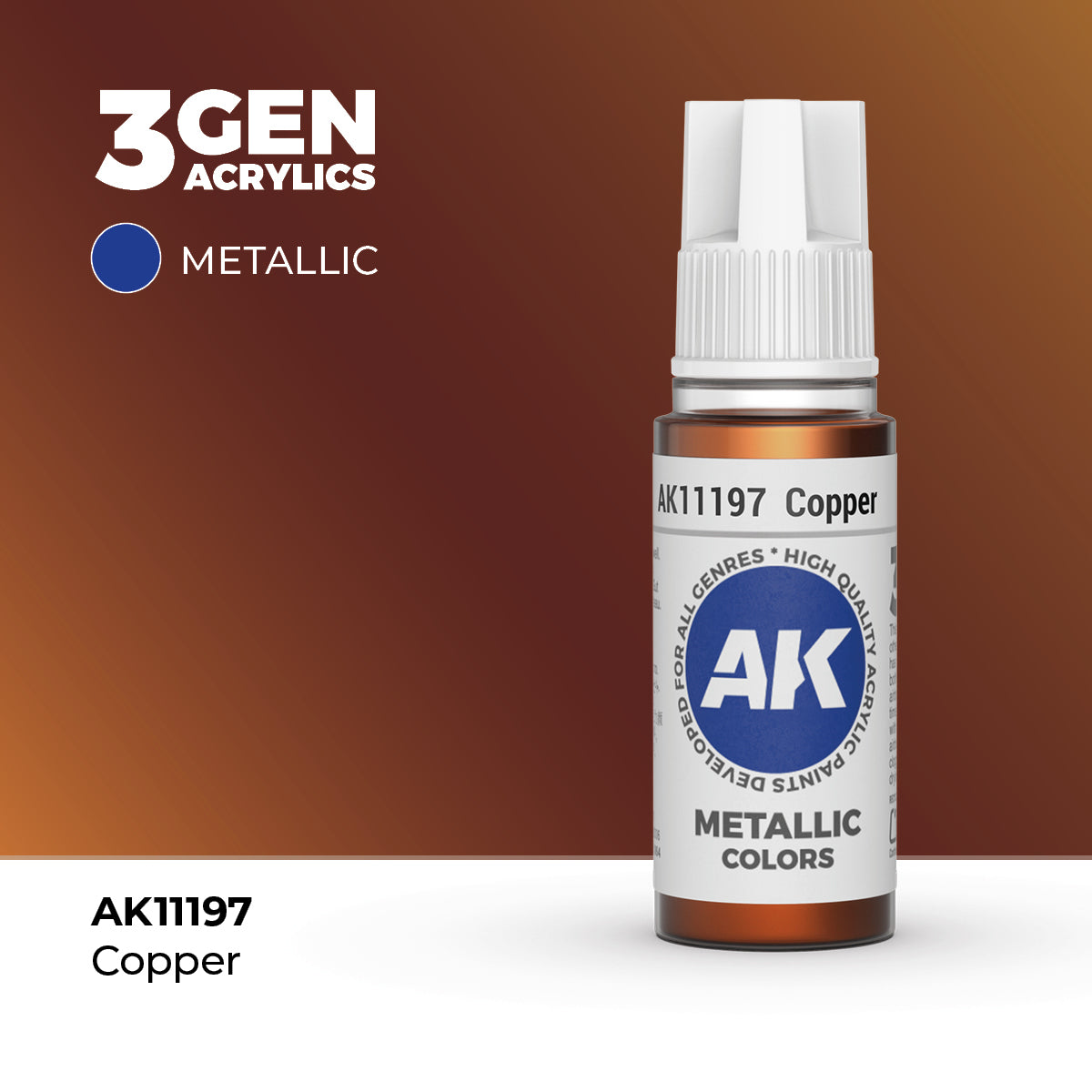 Bote de pintura acrílica AK 3rd Generation Copper de 17 ml