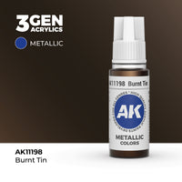 Bote de pintura acrílica AK 3rd Generation Burnt Tin de 17 ml