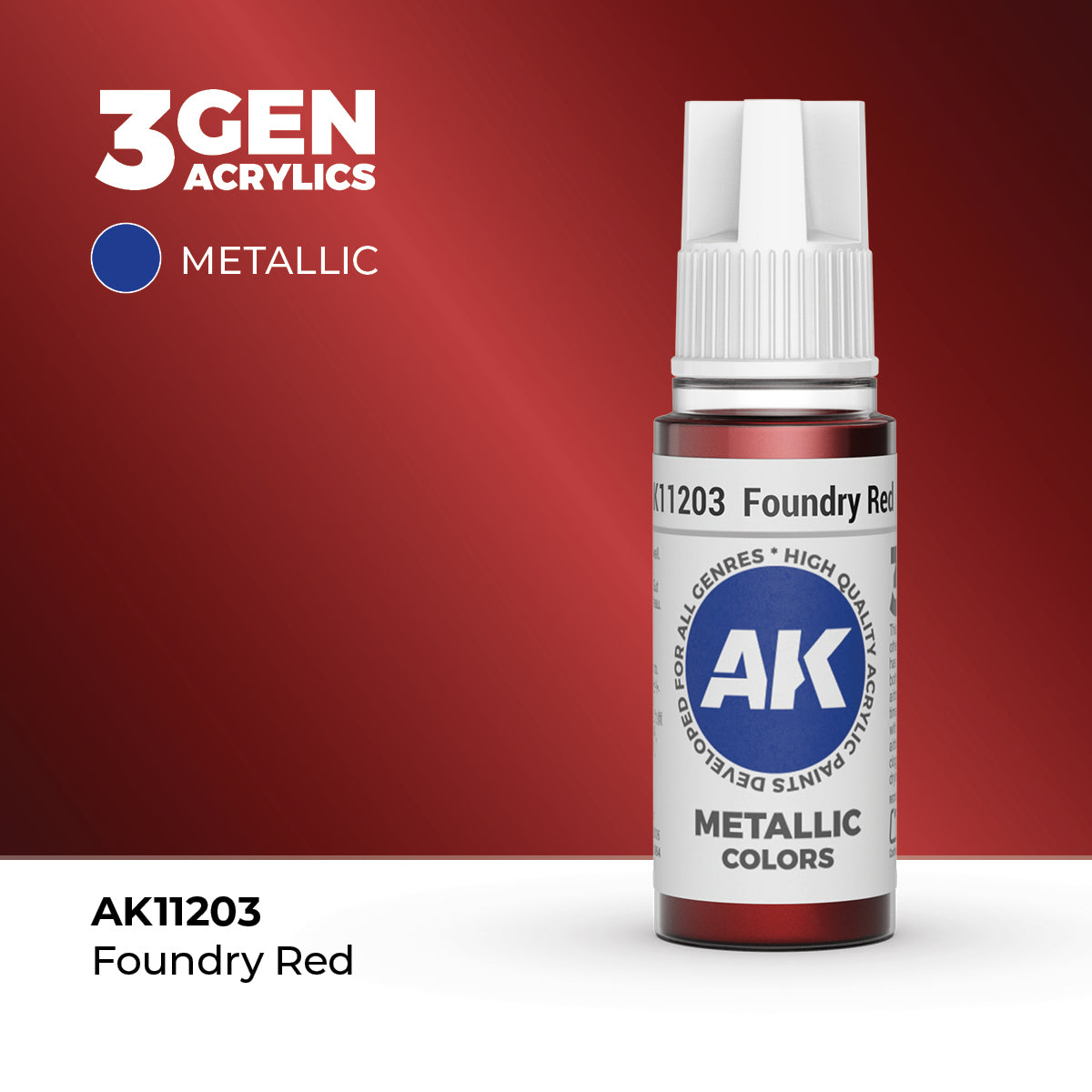 Bote de pintura acrílica AK 3rd Generation Foundry Red de 17 ml