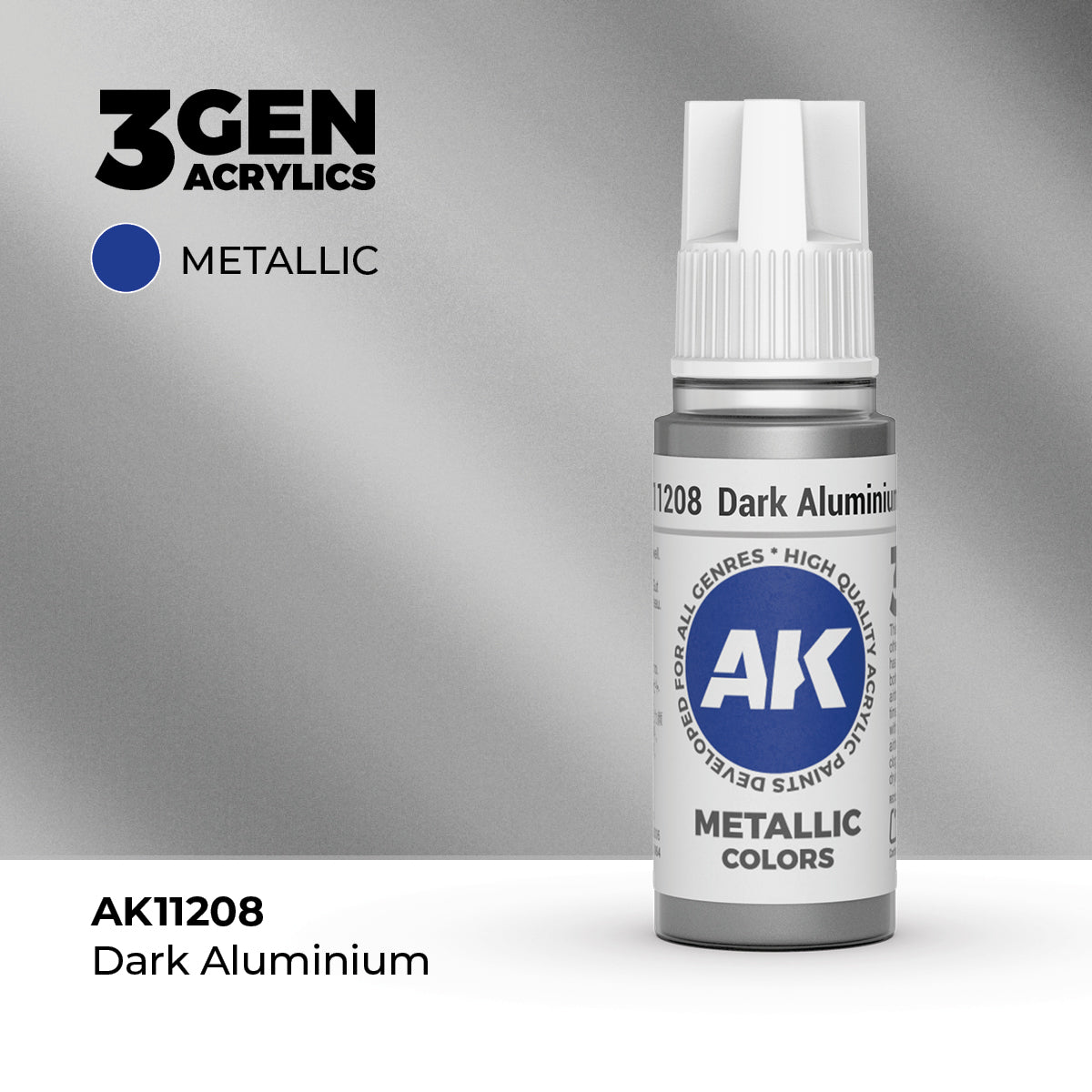 Bote de pintura acrílica AK 3rd Generation Dark Aluminium de 17 ml