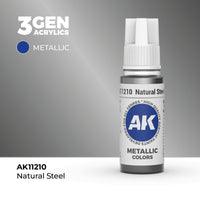 Bote de pintura acrílica AK 3rd Generation Natural Steel de 17 ml