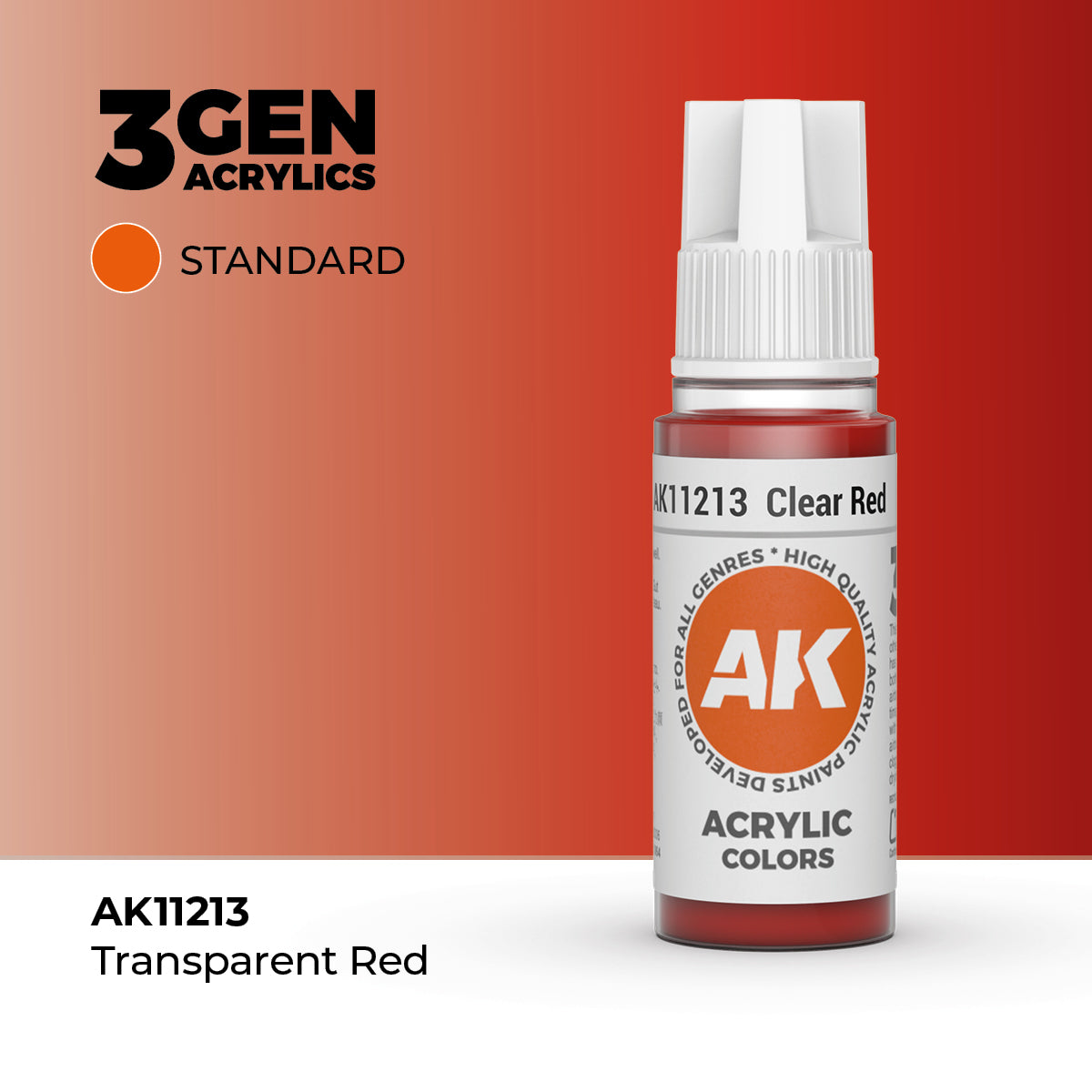 Bote de pintura acrílica AK 3rd Generation Clear Red de 17 ml