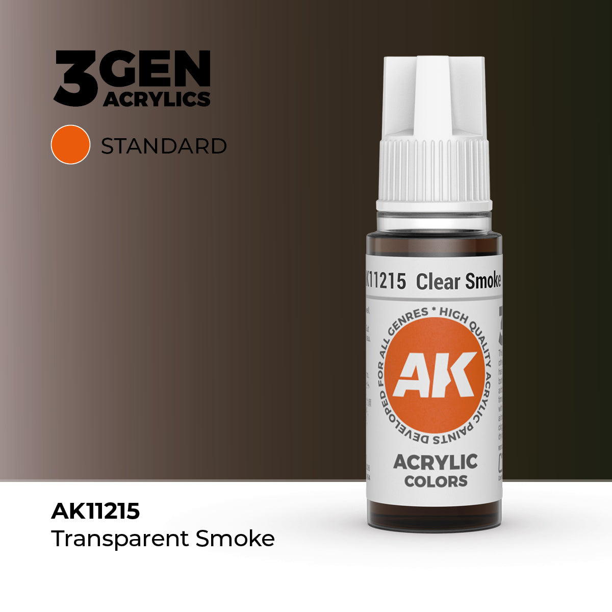 Bote de pintura acrílica AK 3rd Generation Clear Smoke de 17 ml