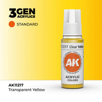Bote de pintura acrílica AK 3rd Generation Clear Yellow de 17 ml
