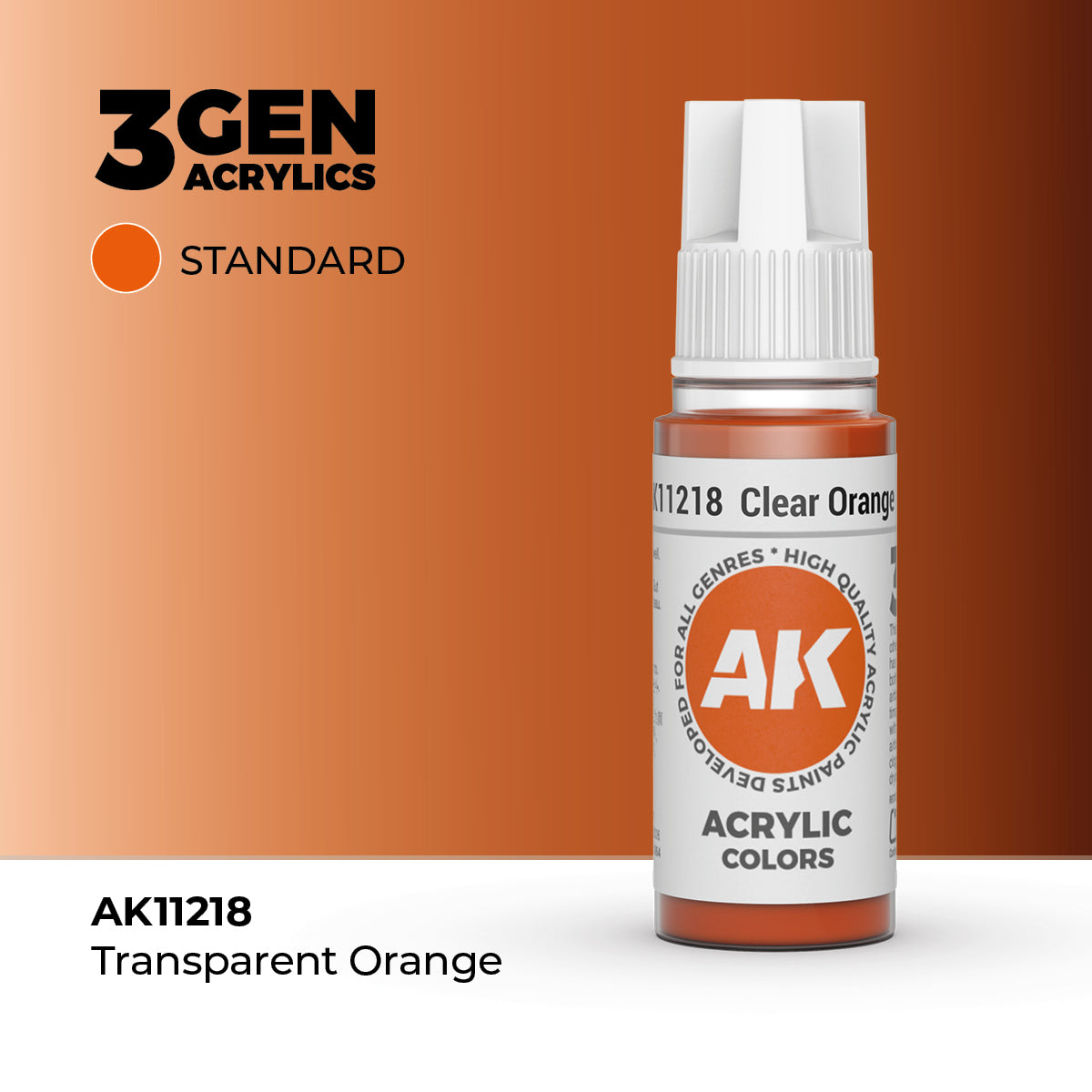 Bote de pintura acrílica AK 3rd Generation Clear Orange de 17 ml