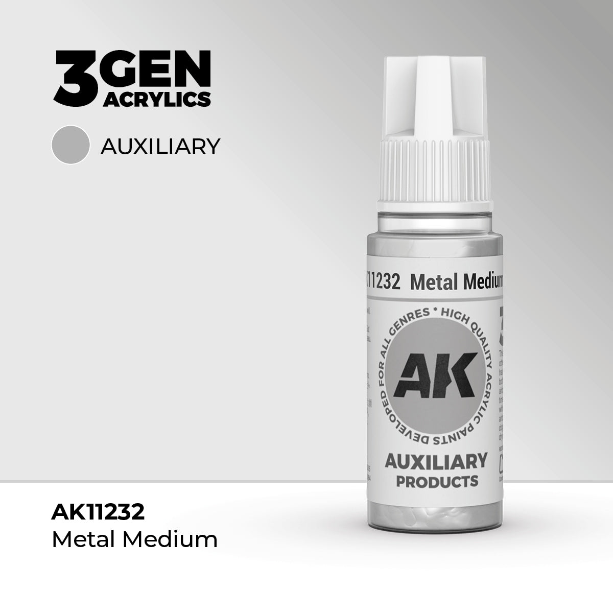Bote de pintura acrílica AK 3rd Generation Metal Medium de 17 ml
