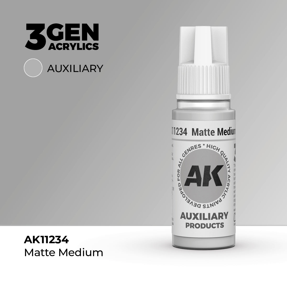 Bote de pintura acrílica AK 3rd Generation Matte Medium de 17 ml